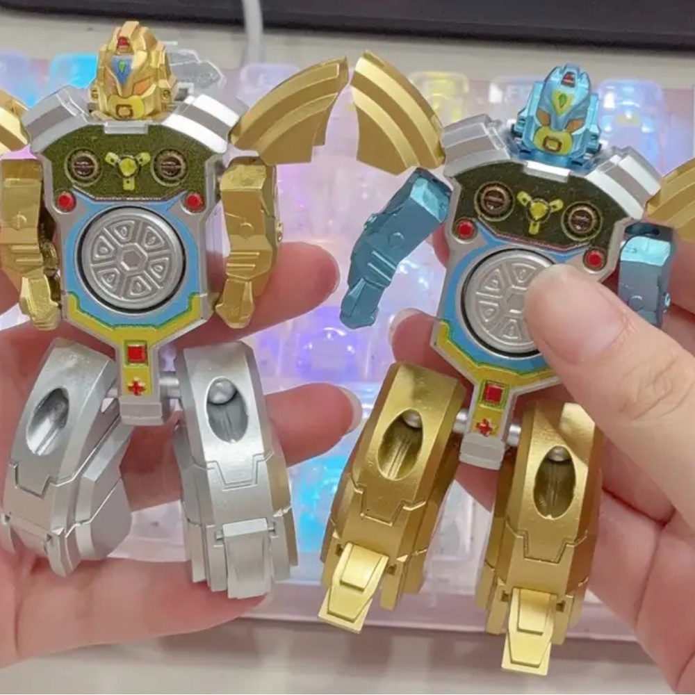 Gold, Silver & Blue-Green Fidget Spinners 8 Transformer-Type Robot Toys GRAB BAG